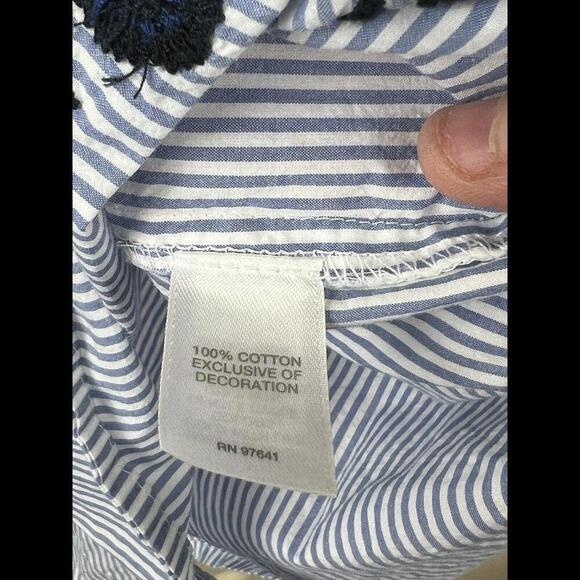 J. Jill Women's Embroidered  Blue Striped Button Up Long Sleeve Top‎ Size 1X - Picture 5 of 5